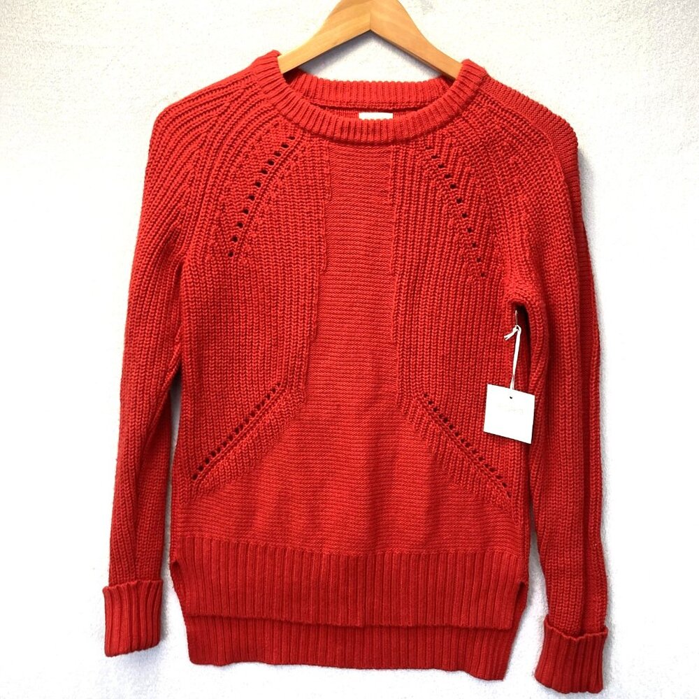 NWT Sigrid Olsen Sweater Womens‎ Small S Red Knit Pullover Camel Hair Blend